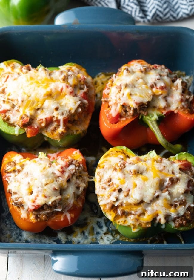 Keto stuffed peppers baked with cheese