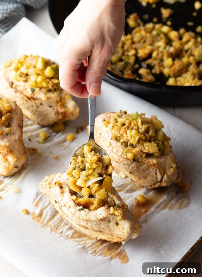 Close-up of baked stuffed pork chops
