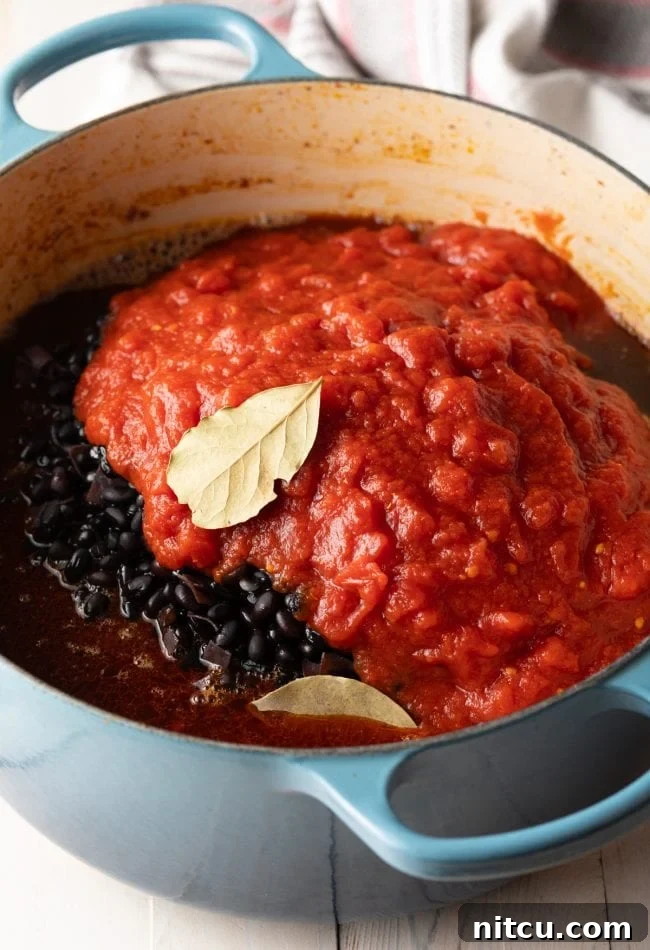 Pork and Black Bean Stew ingredients in a stew pot.