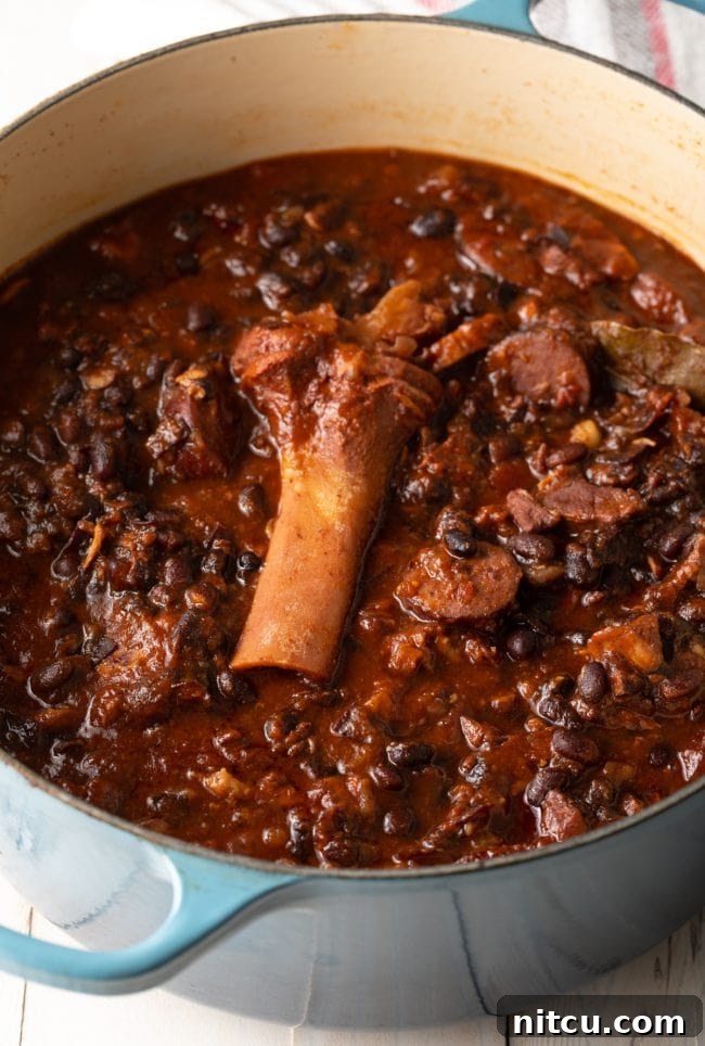Pork and Black Bean Stew ingredients in a stew pot.